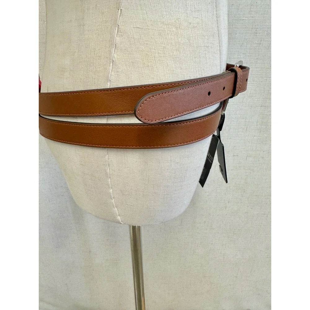 Lauren Ralph Lauren Leather Solid Brown Double Wrap Stacked Belt Size XL New NWT